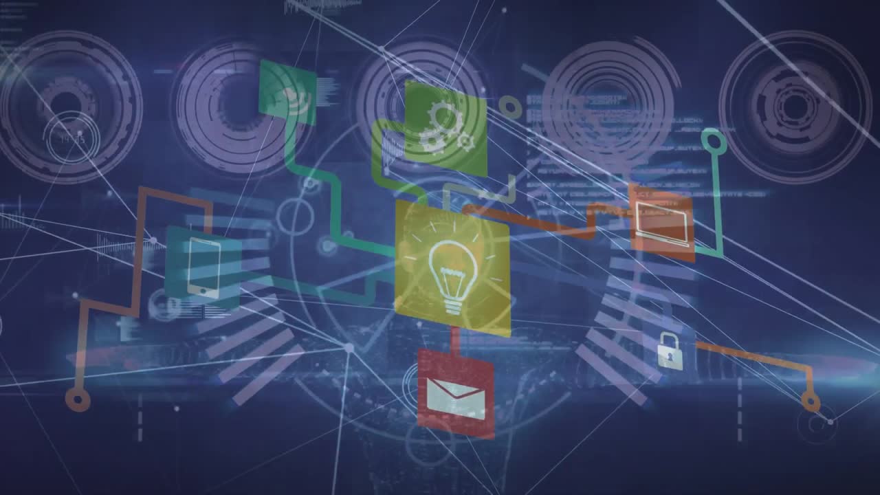 아이콘과 데이터 처리에 대한 연결의 애니메이션