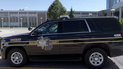 oakland county sheriff vehicle in michigan with gimbal video panning left to right