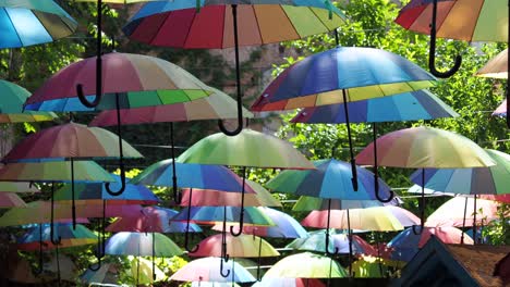 colorful hanging umbrellas