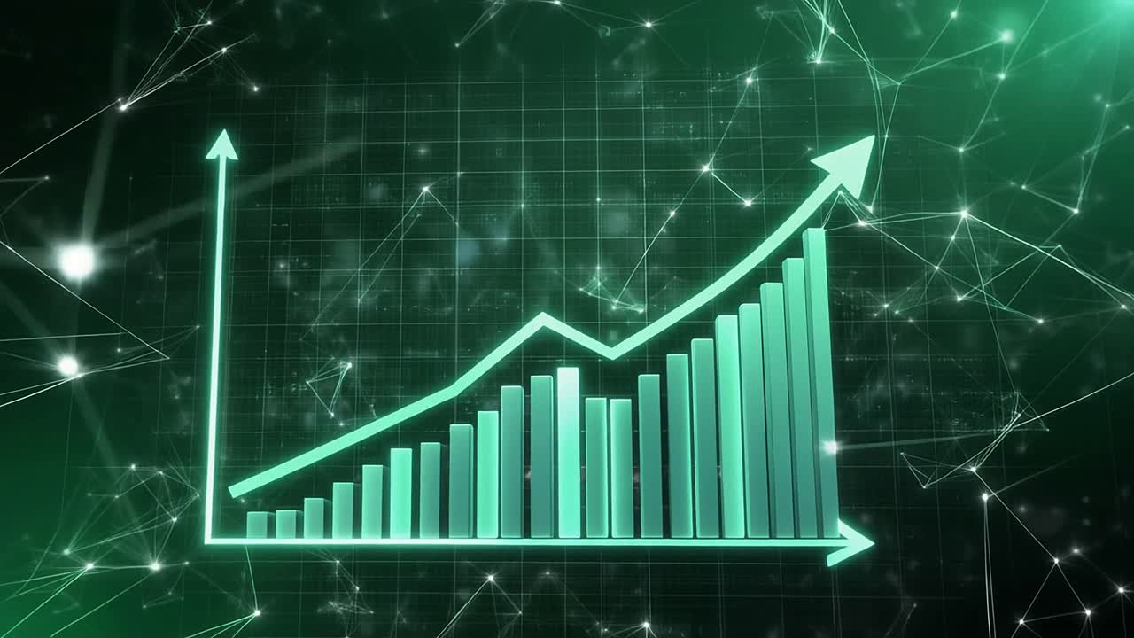 Animated Bar and Line Graph Showing Business Growth