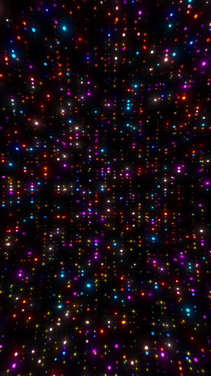 Multicolor glitter lights background bright neon specks star flares rich black space dance videos