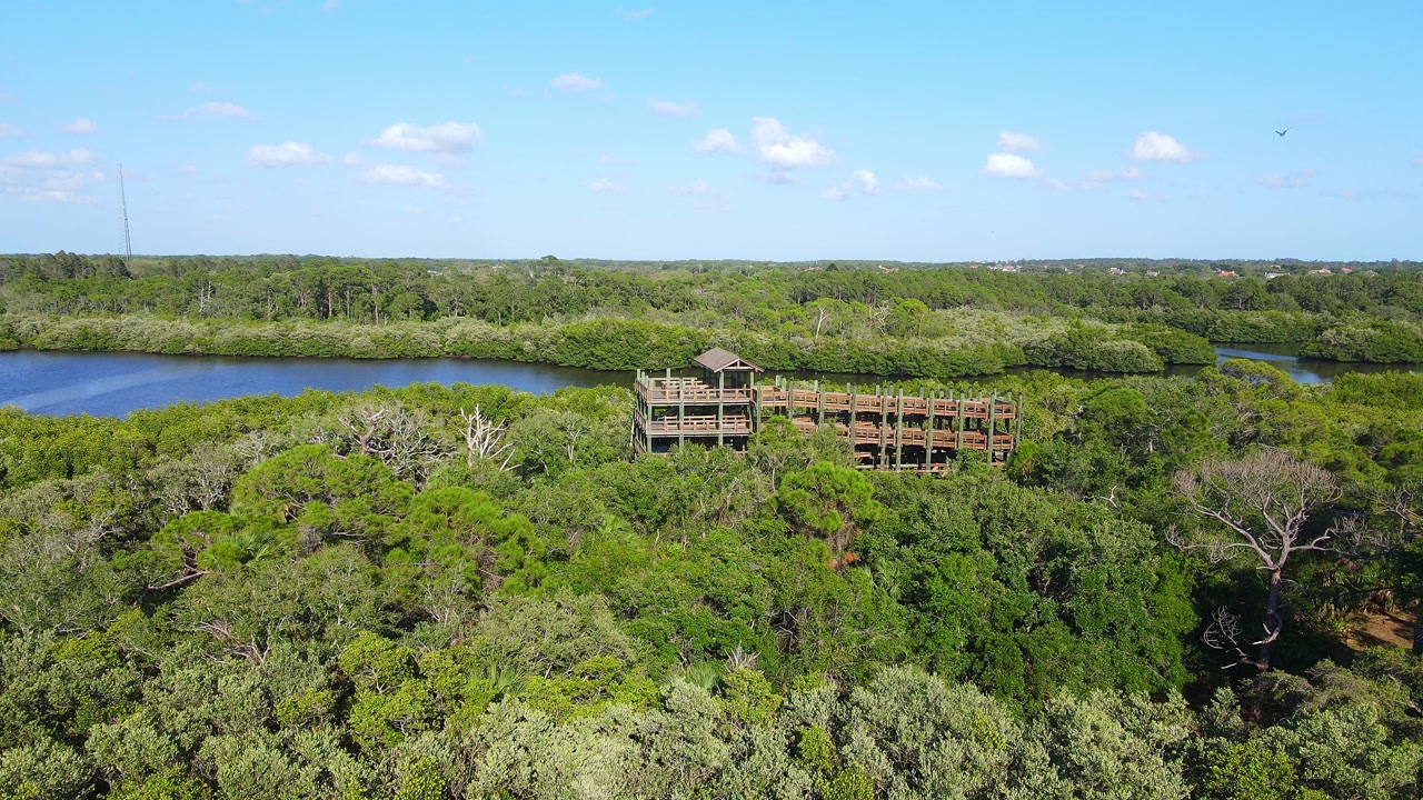 Observation tower and boardwalk in Wall Spring Park, Palm Harbor, Florida, USA