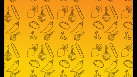 animation of vegetables icons on yellow background
