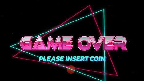 animation of game over text over geometrical moving shapes