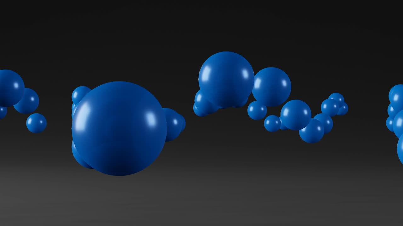 bolas azules en un fondo oscuro. bucle sin costuras animación gráfica de movimiento mínimo
