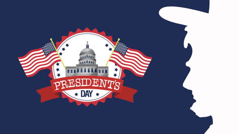 presidents day lettering with usa flags and capitol