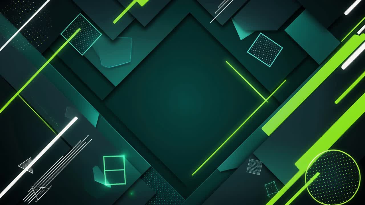 Abstract Geometric Motion Background with Green Shapes