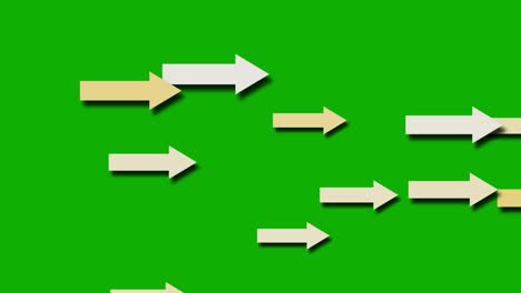 flechas direccionales gráficos de movimiento con fondo de pantalla verde