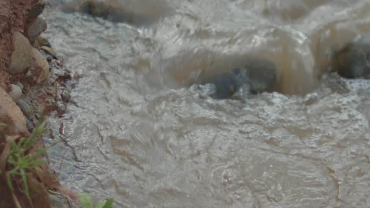 Running river water in a leveled area