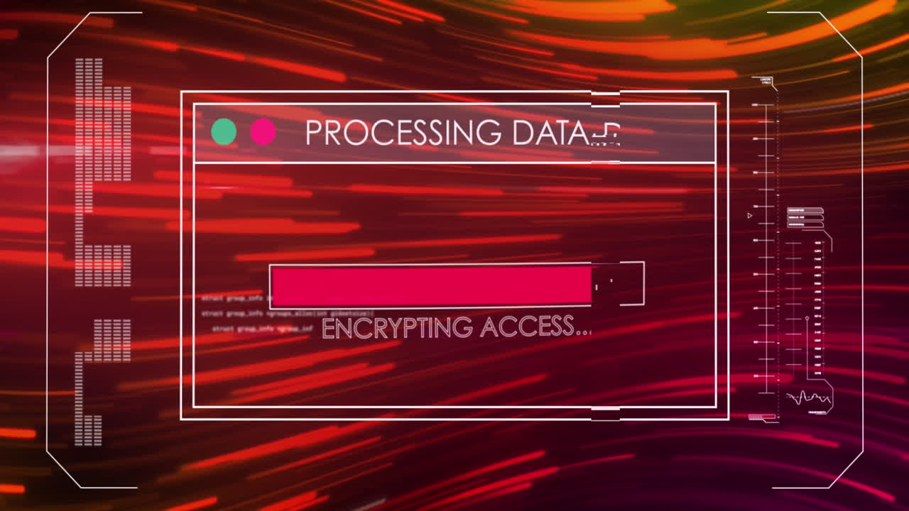 animación del procesamiento de datos sobre los senderos de luz roja