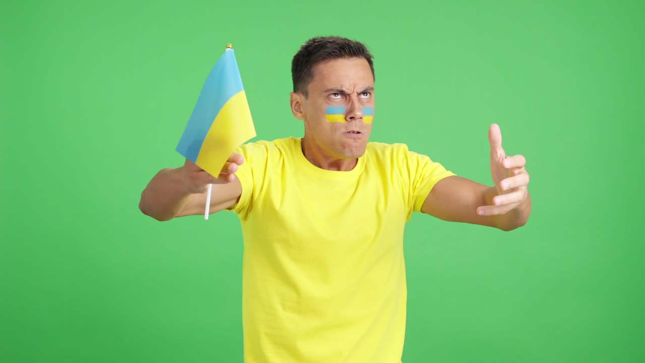 Ukrainian supporter angry with the decision of the referee