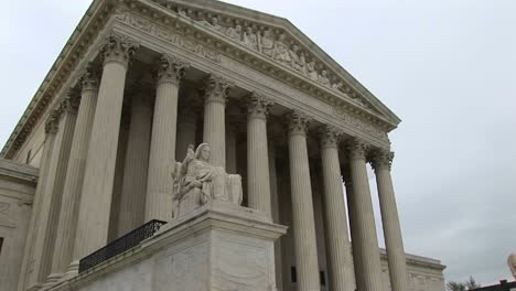 a wormseye view of stairs and columned entrance to the supreme court