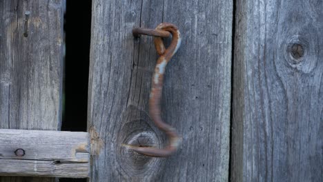 dangling hook of wooden door. loop