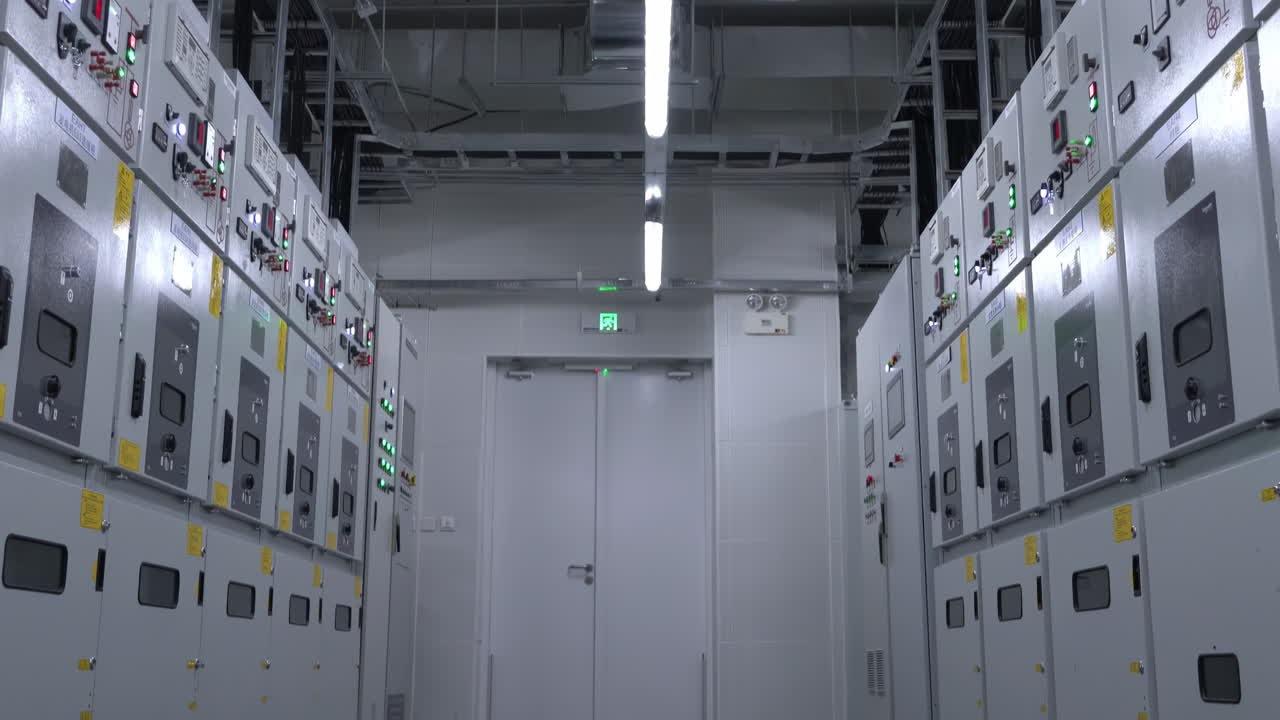 Innovative designs for secure storage rooms, Modern Industrial Control Room, High-Tech Power and Data Systems, Efficiency in Manufacturing and Energy Management