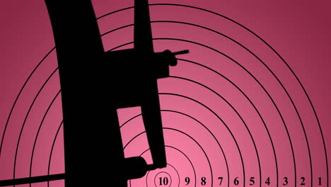 animación del objetivo y la silueta del arco del arquero sobre fondo rosa