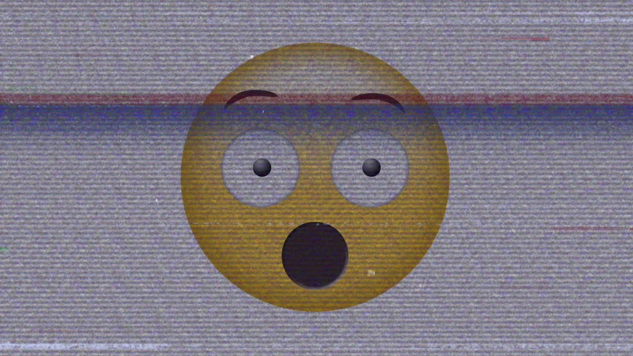 animación del icono de emoji asustado sobre los ruidos en la pantalla