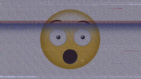animación del icono de emoji asustado sobre los ruidos en la pantalla