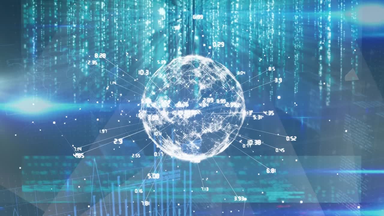 Animation of globe with numbers over black background