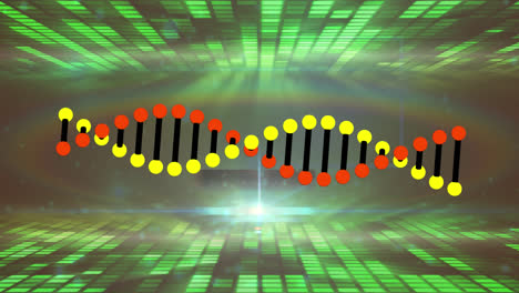 animación de la cadena de adn sobre la cadena digital de adn