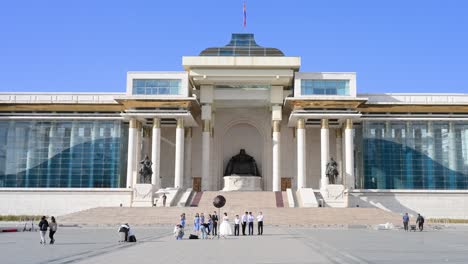 Wedding Photoshoot in front of the Government Palace in Ulaanbaatar, Mongolia