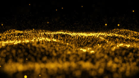 animation of golden glitter moving on black background