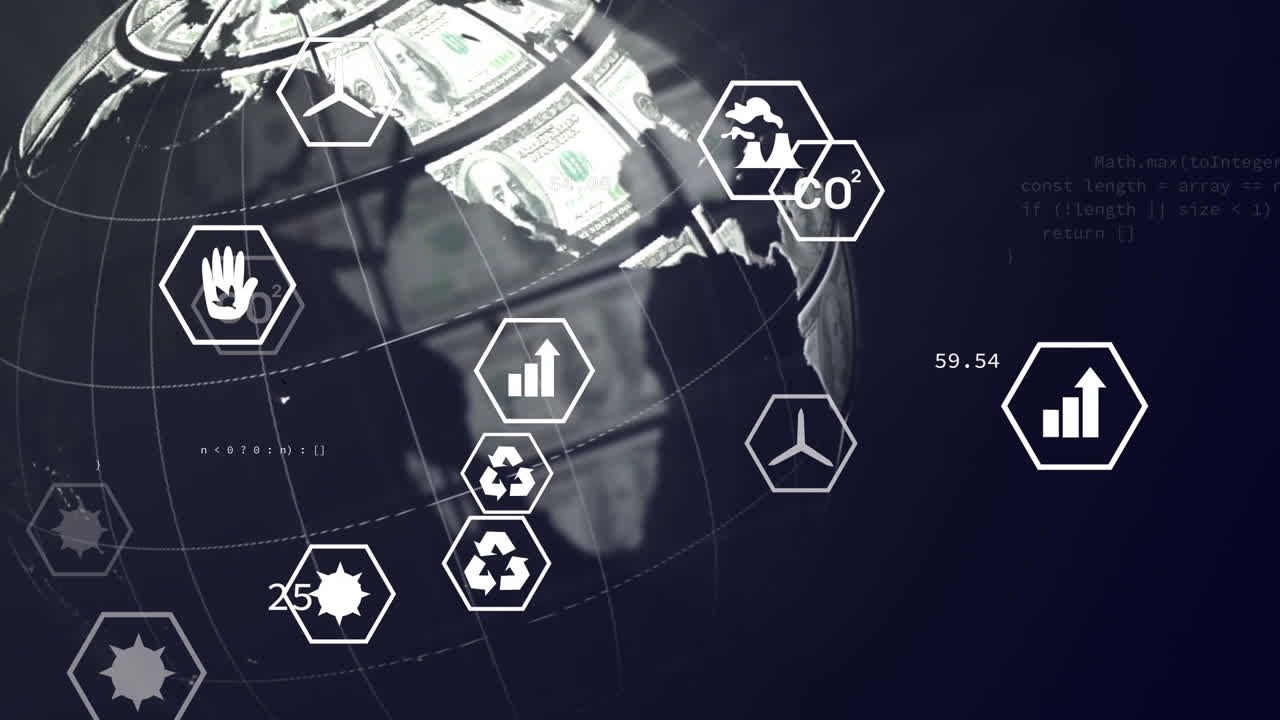 전 세계 에코 및 환경 친화적 인 아이콘의 네트워크의 애니메이션