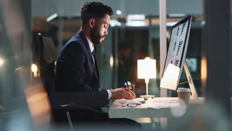man working late at the office