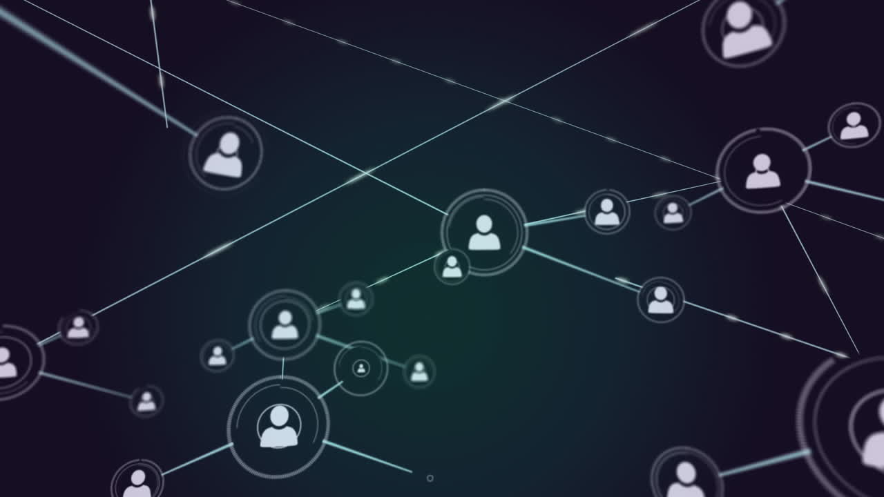 animación de la red de conexiones sobre un fondo oscuro