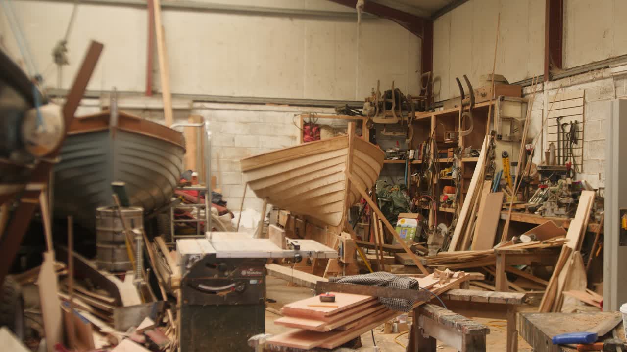 Wooden boats built in shipwrights workshop