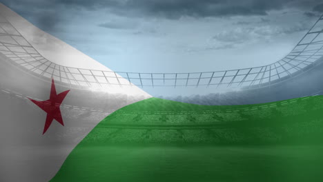 animación de la bandera de djibouti sobre el estadio deportivo