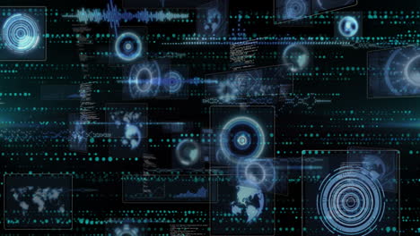 animation of futuristic holographic interface with circular graphics in motion