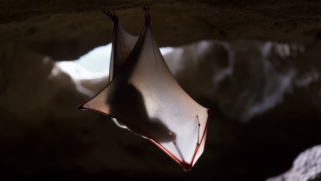 Bat Hanging in a Cave
