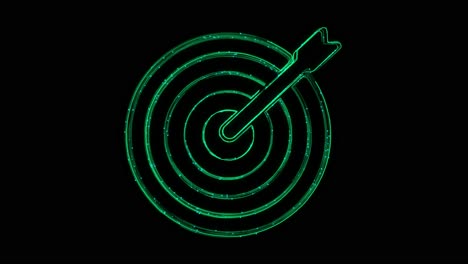 target goal animated icon appearing with lines on black background goal direction and connection on