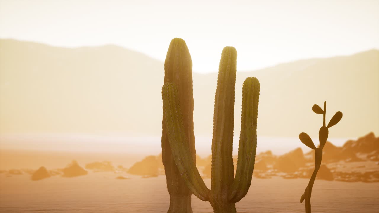 Tramonto nel deserto dell'Arizona con cactus saguaro gigante