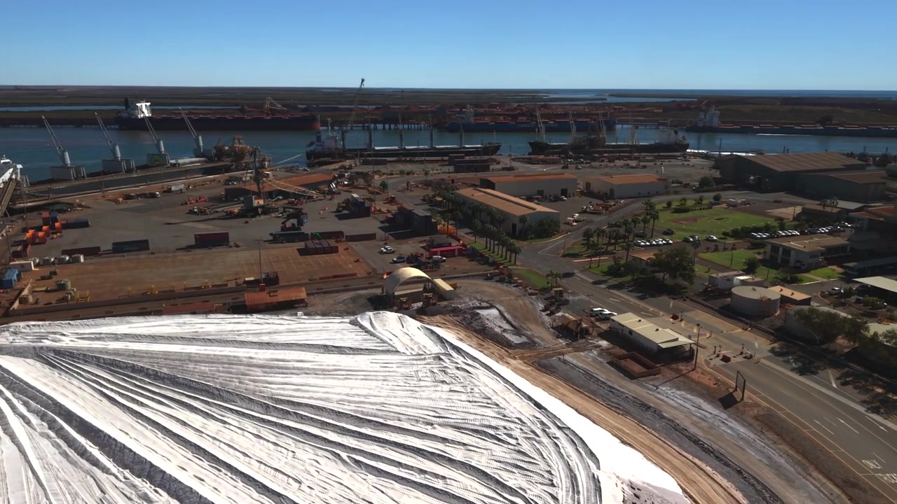 Veduta aerea del porto di Port Hedland nell'Australia Occidentale.