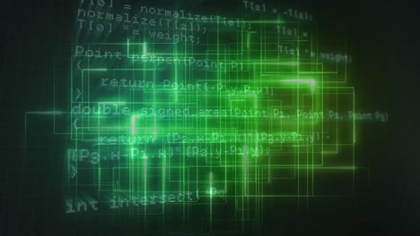 animation of glowing data processing with markers over grid