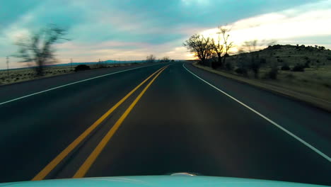 desert sunset drive in big bend, west texas