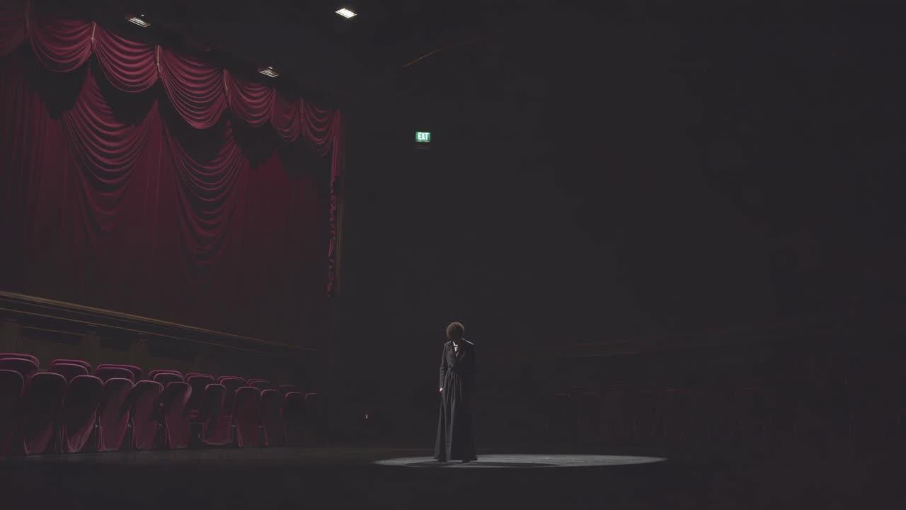 mujer en el escenario