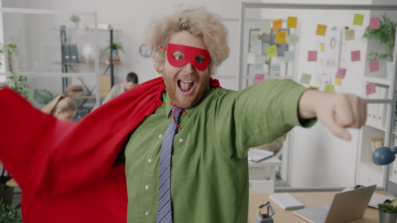 Funny Superhero in Office