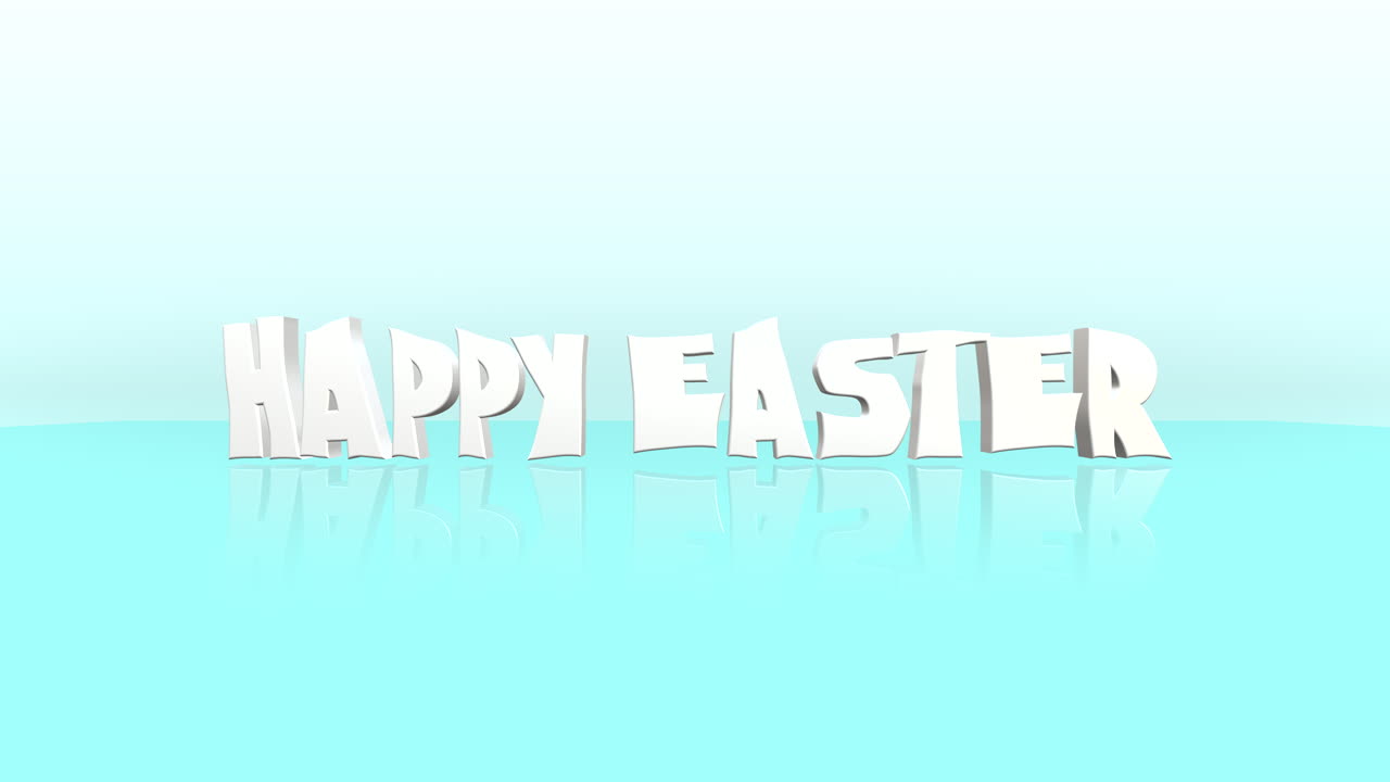 Testo 3D "Buona Pasqua" in bianco su sfondo blu per una celebrazione gioiosa