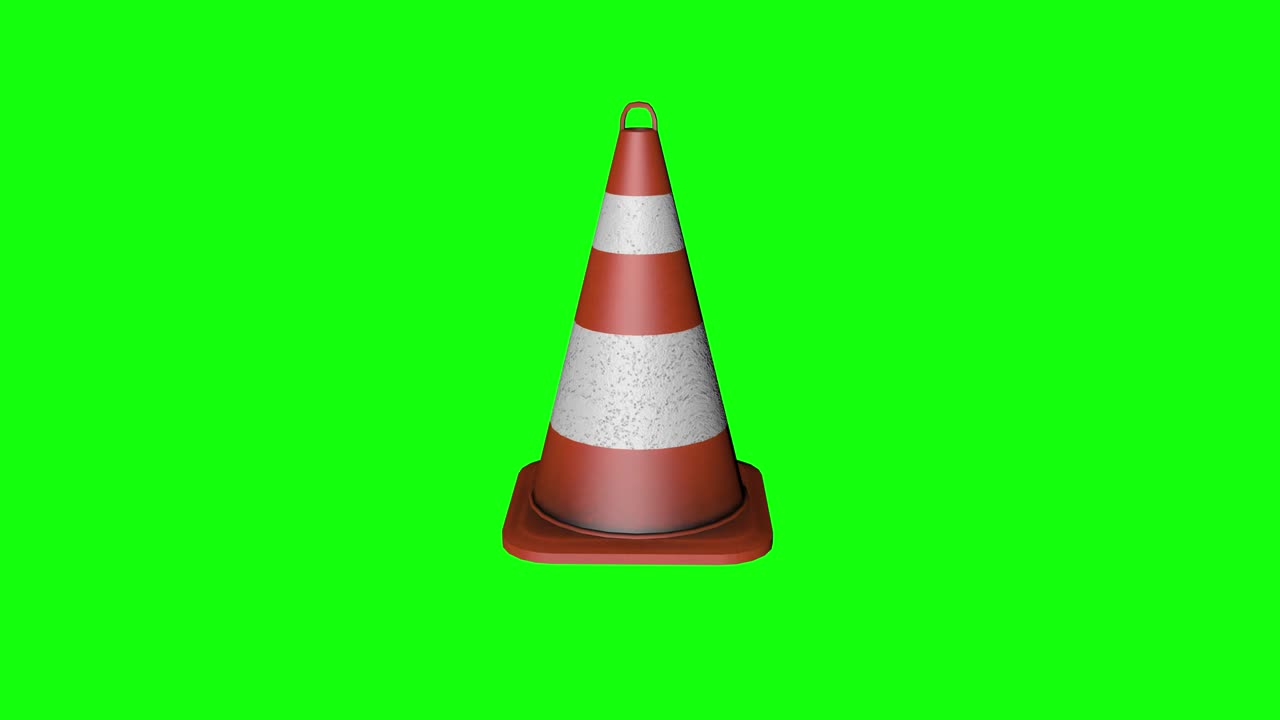 8 different animations 3d cone pylon traffic signal green screen caution chroma key