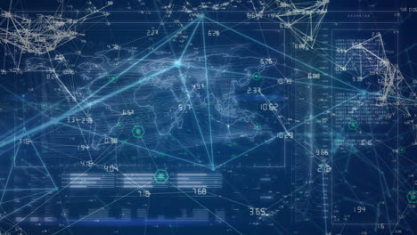 animation of data processing with world map over shapes