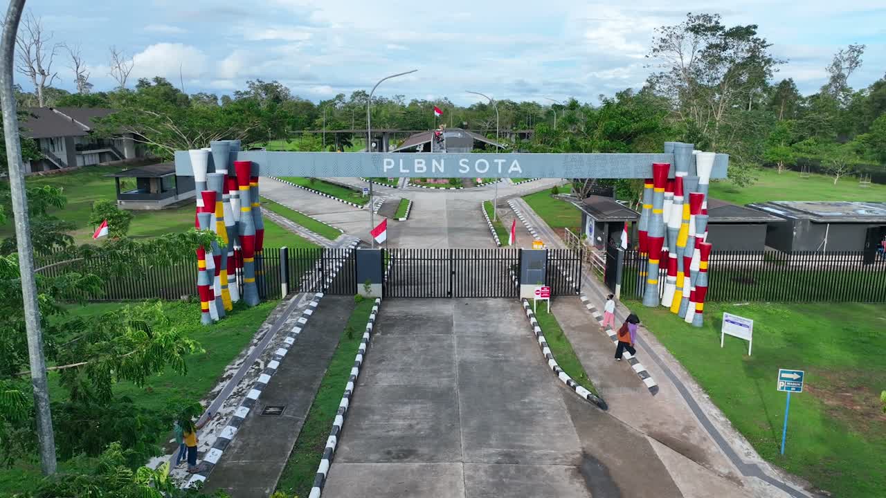Aerial View of PLBN Sota Border Crossing in Indonesia