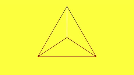 Digitale-Animation-Von-Dreiecksformen,-Die-Sich-Vor-Gelbem-Hintergrund-Bewegen