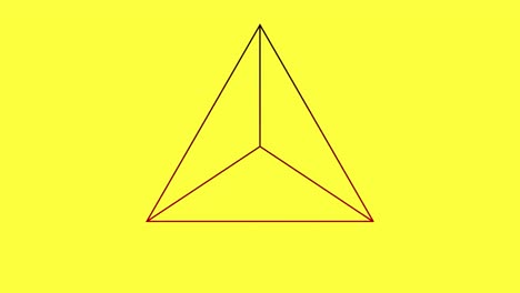 animación digital de formas de triángulos que se mueven contra un fondo amarillo