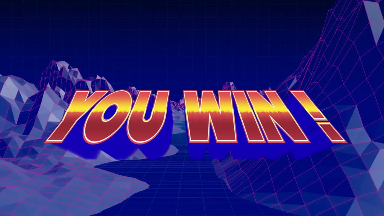 animación de usted ganar en el espacio metaverso en fondo de la marina