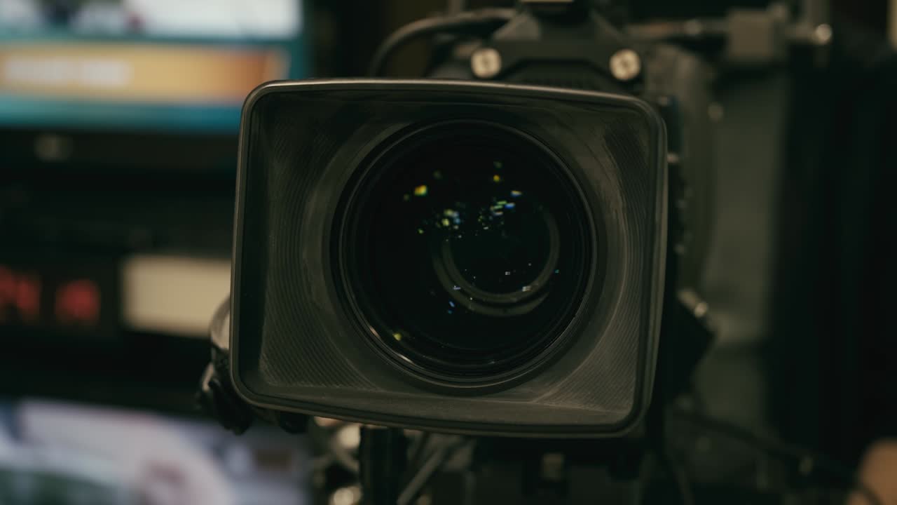 Close up of a working camera lens.
