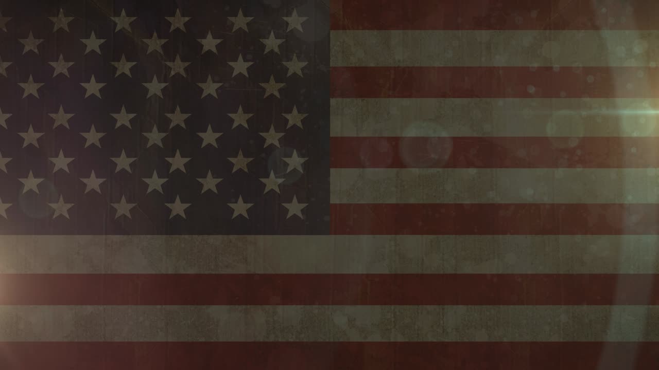 animación de luz brillante que se mueve sobre la bandera estadounidense