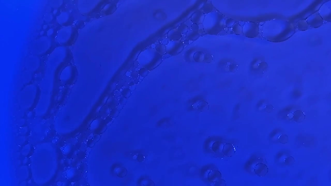 Fondo abstracto dinámico de burbujas que cambian de color sobre líquido.
