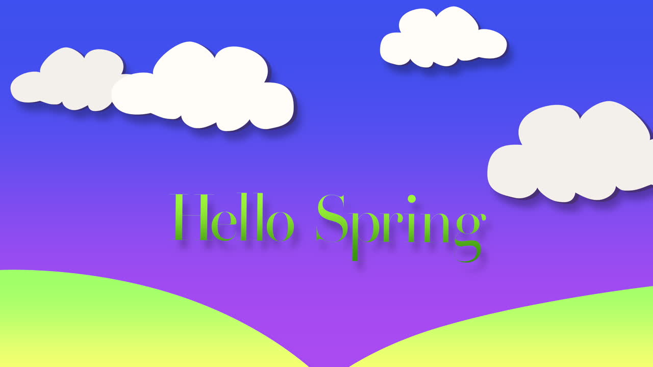 Hello Spring with white cloud and purple sky in spring time